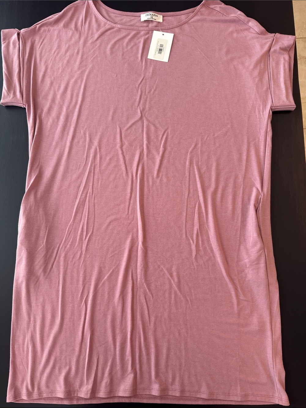 Zenana Outfitters  1X short sleeve round neck dress in rose pink NWT